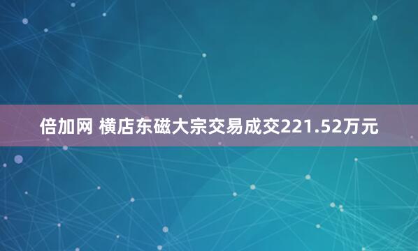 倍加网 横店东磁大宗交易成交221.52万元